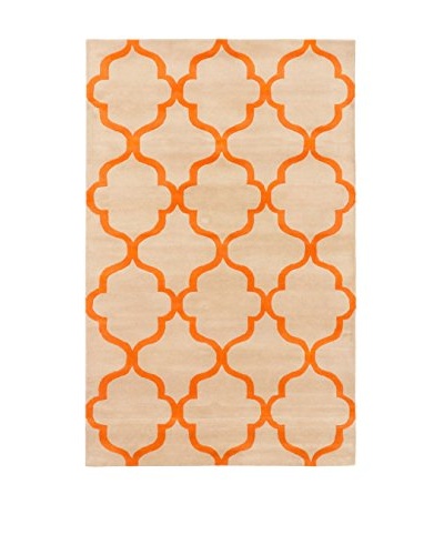 Handmade Trellis Rug, Beige/Orange, 5′ x 8′