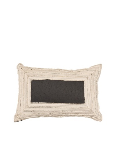 African Edge Pillow, Linen/Black, 14 x 21