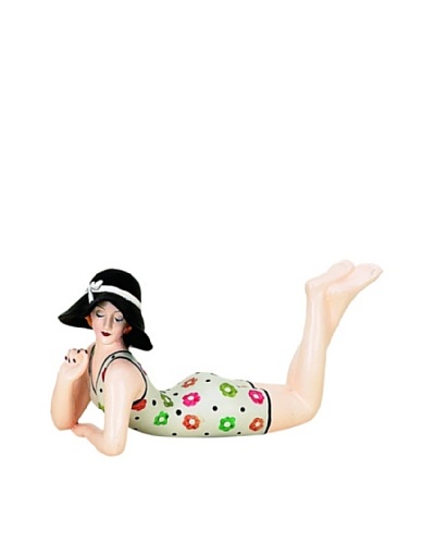 Small Resin Beach Beauty in Floral Swimsuit with Black Sun Hat