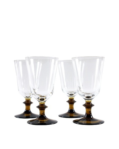 Set of 4 Cordial Glasses, Brown/Clear