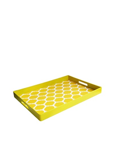 Garden Lattice Rectangle Tray with Handles, Yellow