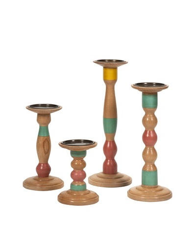 Set of 4 Hathaway Wooden Candlesticks