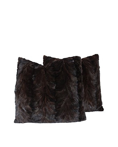 Set of 2 Mink Chocolate Stripe Pillows, Brown, 22″ x 22″