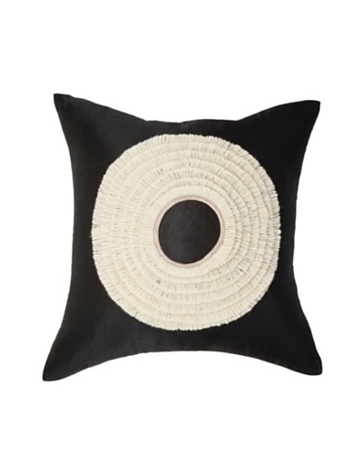 African Headdress Pillow, Black/White, 18″ x 18″As You See