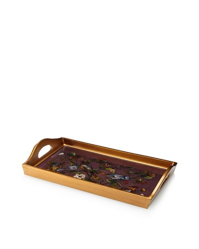 Reverse-Painted Glass Rectangular Tray, Plum