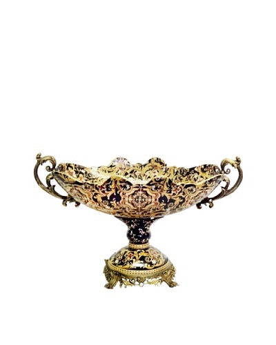 Black Tapestries Oval Footed Ormolu Bowl