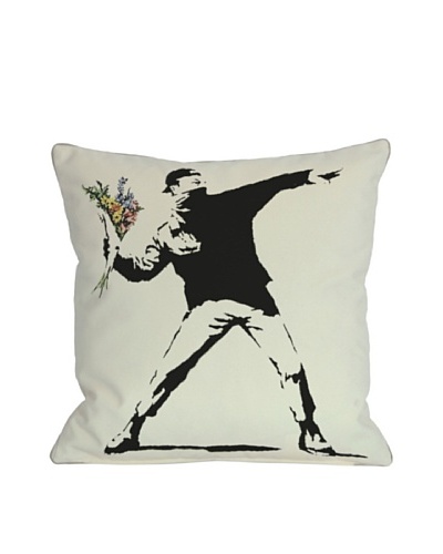 Banksy Rage Flowers Pillow