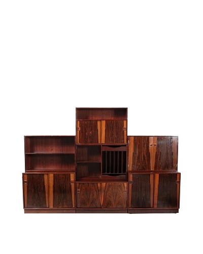 Set of 7 Mid-Century Rosewood Modular Units, Brown