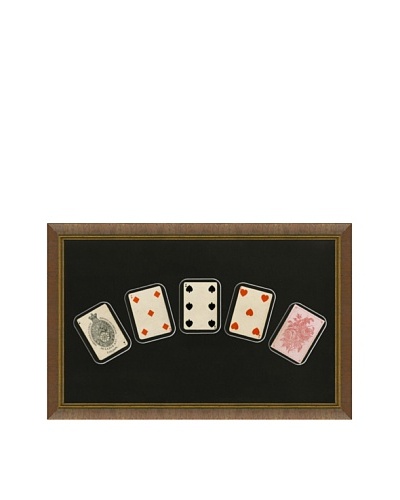 Framed Set of 5 Antique Playing Cards