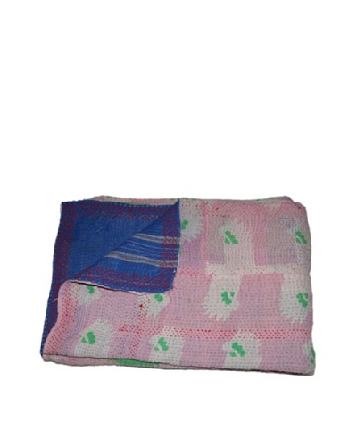 Large Vintage Gowri Kantha Throw, Multi, 60″ x 90″