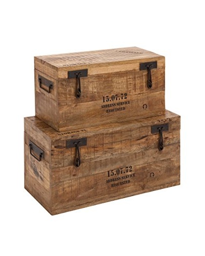 Set of 2 Wood And Metal Trunks