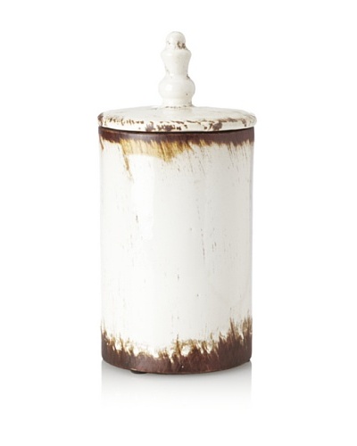 Ceramic Canister, Off-White/Brown, Small