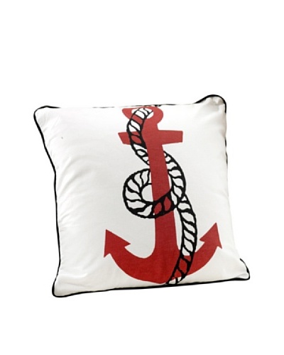Anchor Design Throw Pillow, White/Red