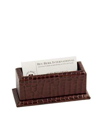 Croc-Embossed Leather Business Card Holder