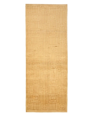 Hand-knotted Himalayan Modern Runner Wool Rug, Cream, 4' 4 x 11' 8 Runner