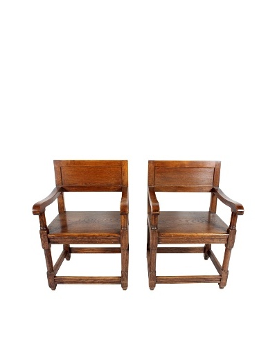 Pair of Leuven Oak Armchairs, Brown