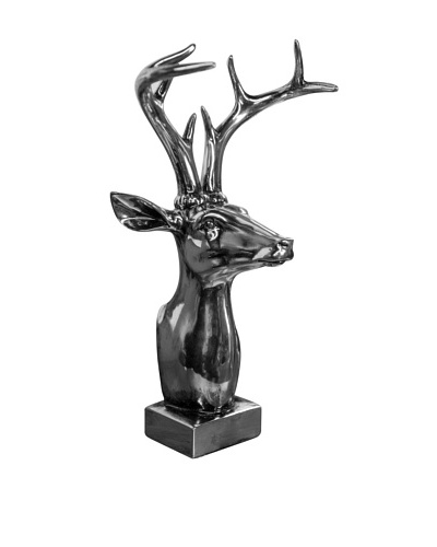 Electroplated Deer Stag Head, Antique Silver