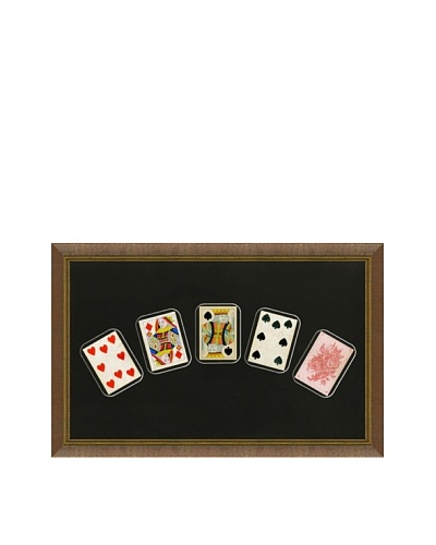 Framed Set of 5 Antique Playing Cards