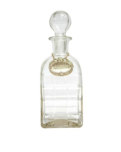 Vintage Circa 1940 Square Cut Crystal Bourbon Decanter