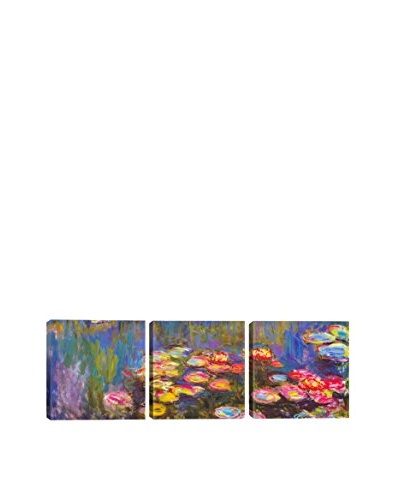 Claude Monet Water Lilies (Panoramic) 3-Piece Canvas Print