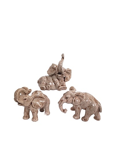 Set of 3 Little Elephants Figurines, Tan