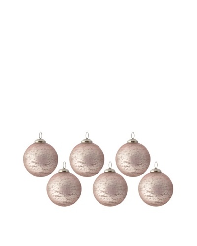 Set of 6 Rustic Glass Ball Ornaments