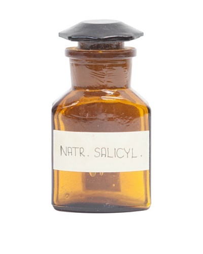 Glass Bottle with Natural Selicyl c1940s, Amber