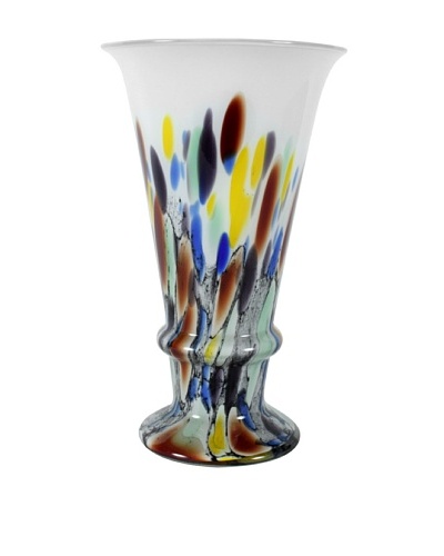 Art Glass Vase, White/Multi