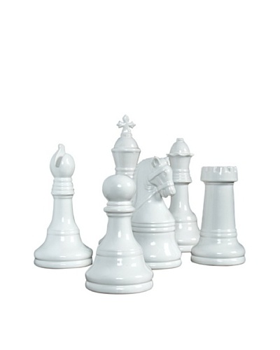 Set of 6 Ceramic Chess Game Pieces