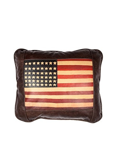 American Flag Leather Pillow, Chocolate