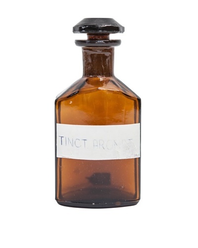 Bottle with Tinet Label c1950, Amber Glass