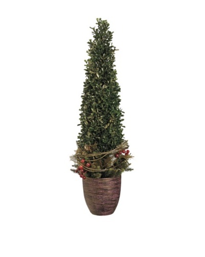 24 Glittered Boxwood, Pine & Berry Topiary