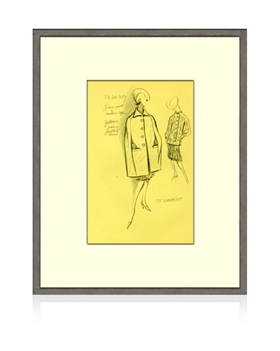 Print of St Laurent Women's Fashion Sketch Circa 1968