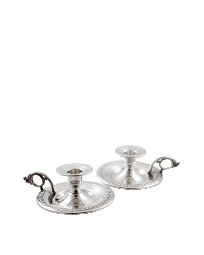 Vintage Sterling Silver Short Candlestick Holders, c.1940s