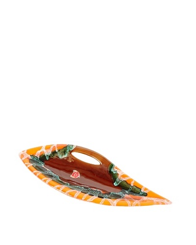 Vallauris Pottery, Leaf, Brown/Orange/Cream/Green