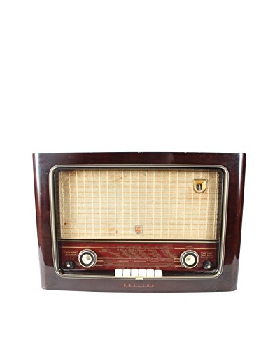 Phillips Mid Century International Radio, Brown/Gold/Cream