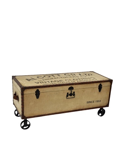 Alcott Steamer Trunk Storage Table, Tan/Brown/Black