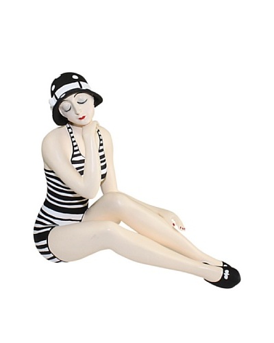 Medium Resin Beach Beauty in Black and White Swimsuit