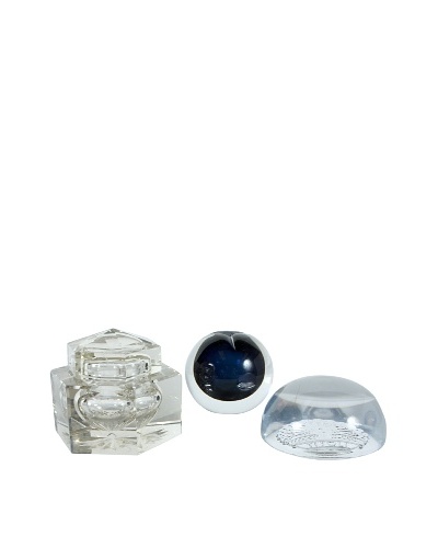 Set of 3 Desk Set, Clear/Navy