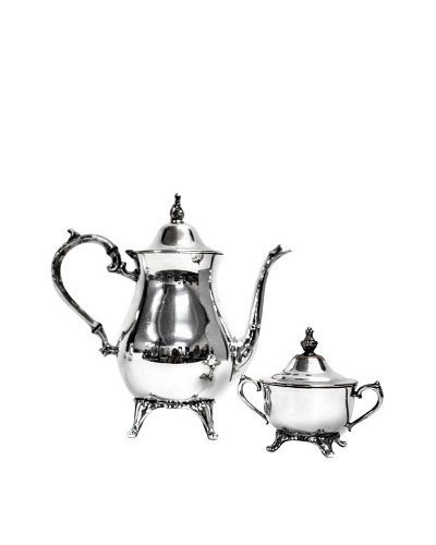 Vintage Coffee/Tea Pot & Covered Sugar Bowl Made By Silver Plate Co., c.1950s