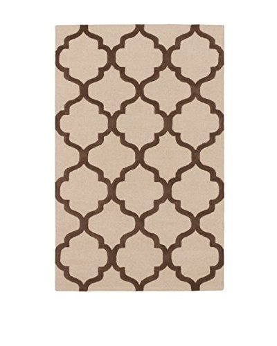 Handmade Trellis Rug, Brown/Ivory, 5′ x 8′