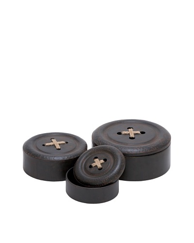 Set of 3 Metal Button Boxes