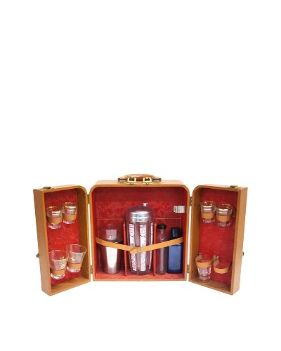 Vintage Circa 1950's Leather Travel Bar Set