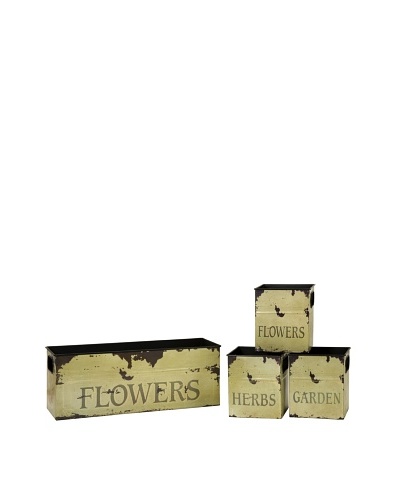 Set of 4 Tin Flower Planters