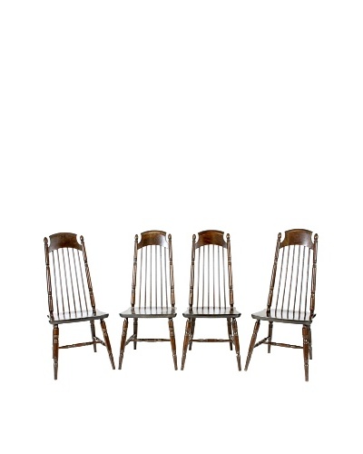 Set of 4 Nesto Mid-Century Dining Chairs, Brown