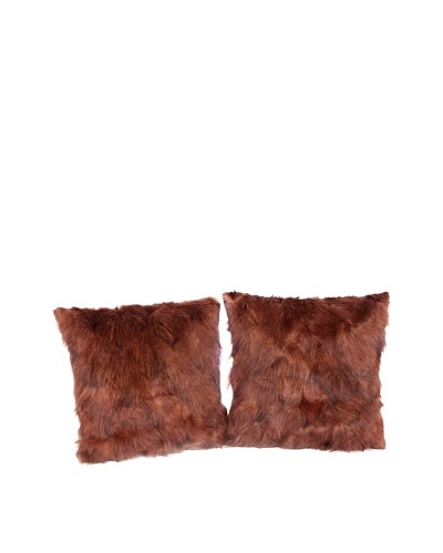 Pair of Upcycled Red Fox Pillows, Brown, 18″ x 18″