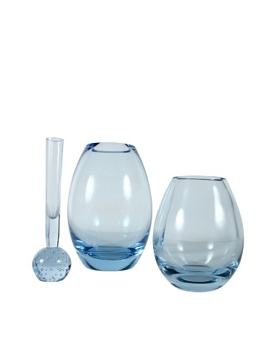 Set of 3 Holmegaard Glass Hellas Vases, Blue