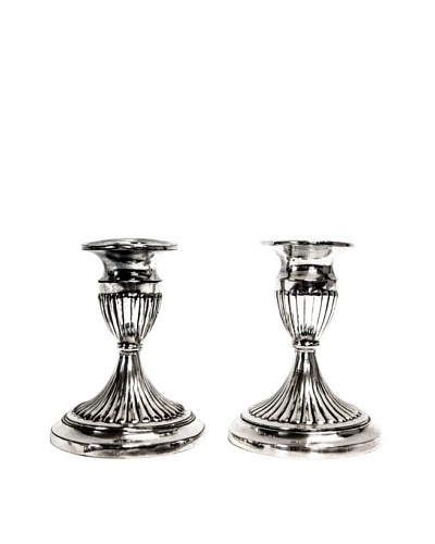 Vintage Sterling Silver Short Candlestick Holders, c.1940s