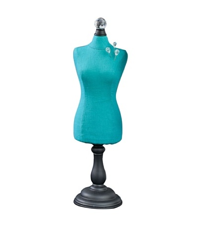 Teal Tabletop Pin & Earring Dress Form