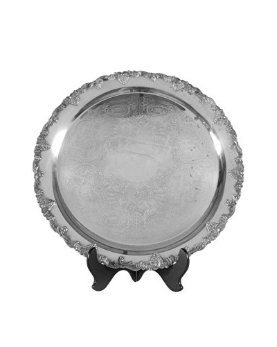 Round Silver Plate Platter, Silver